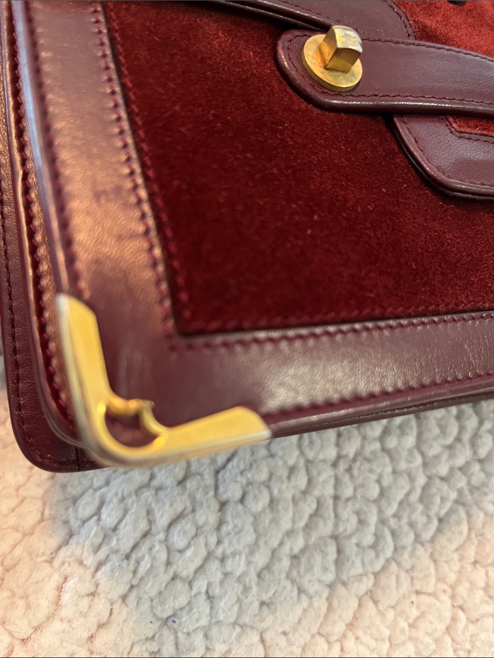 Cartier Burgundy Suede Crossbody Clutch with Gold Hardware - Picture 4 of 14